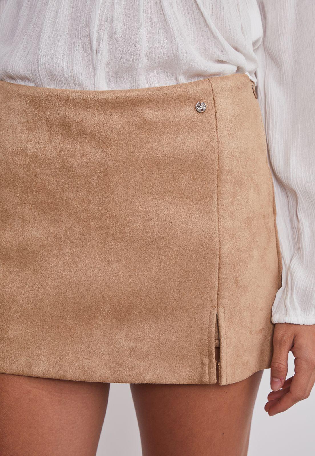 Falda Mujer Suede Con Short Camel Sioux-3