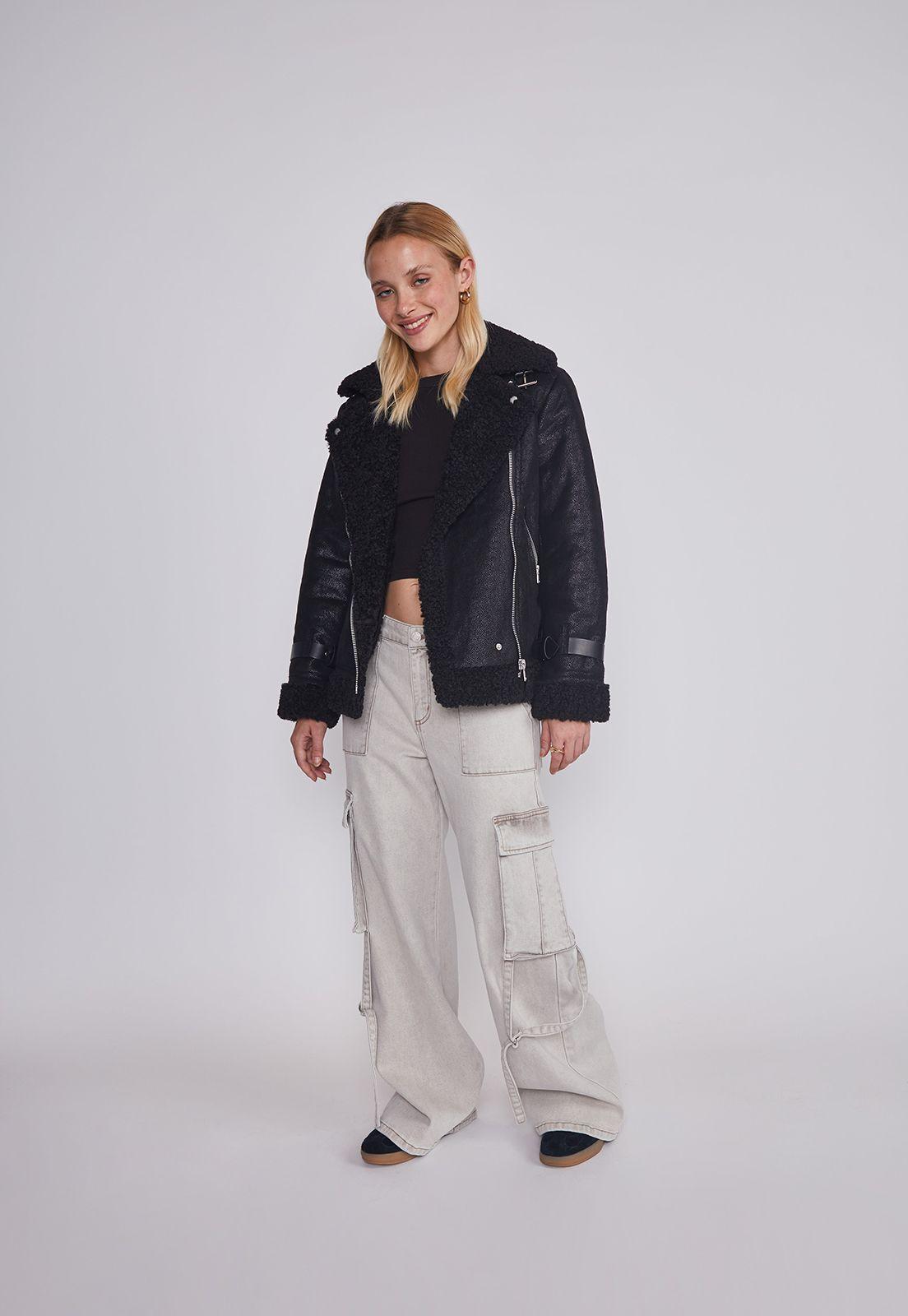Chaqueta Mujer Aviadora Negro Sioux-4