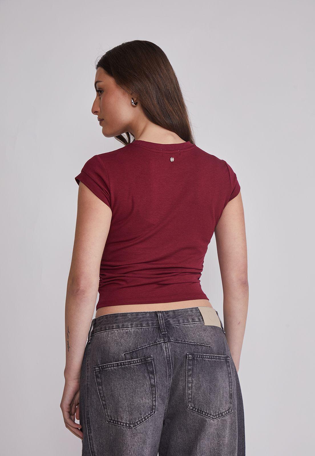 Polera Mujer Recogido Costados Burdeo Sioux-3