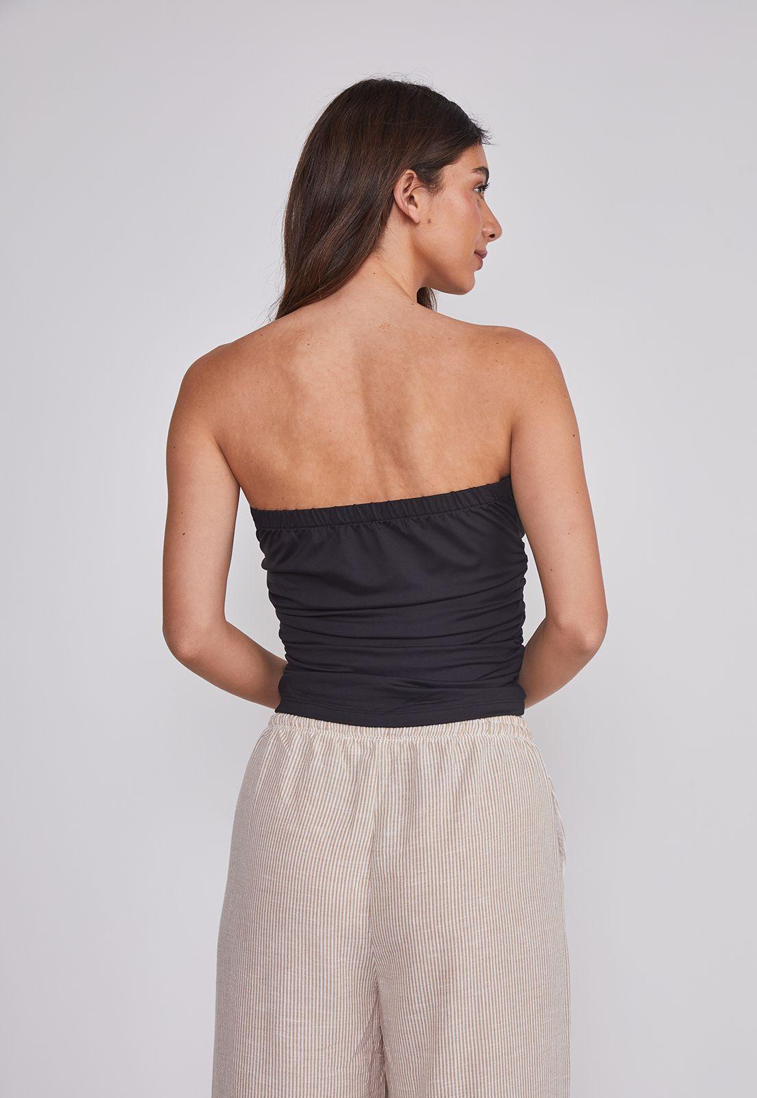 Peto Mujer Strapless Drapeado Negro Sioux-3