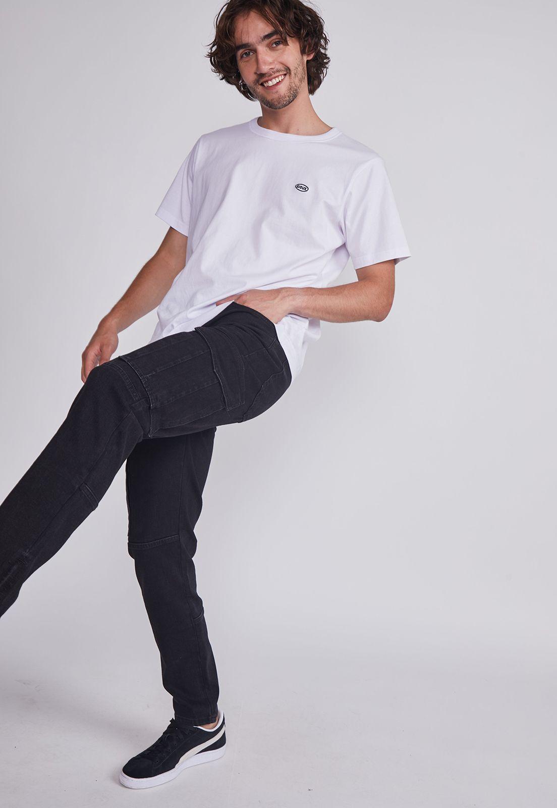 Jeans Hombre Negro Slim Fit Cargo Sioux-1