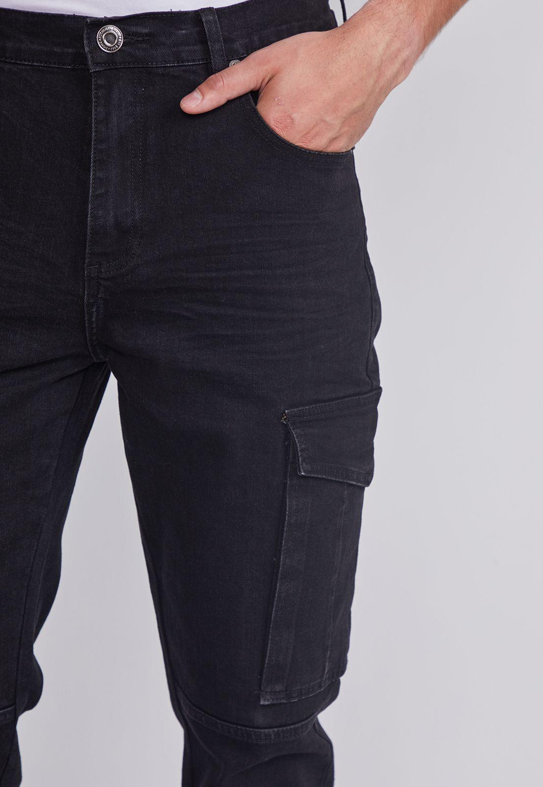 Jeans Hombre Negro Slim Fit Cargo Sioux-2