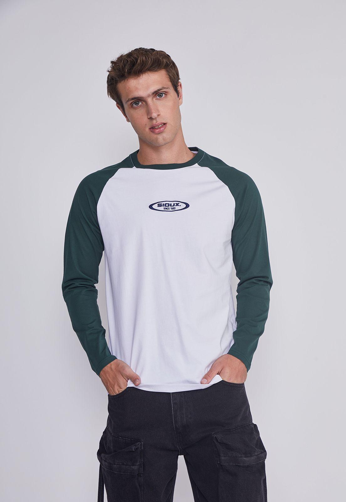 Polera Hombre Bicolor Verde Sioux-0