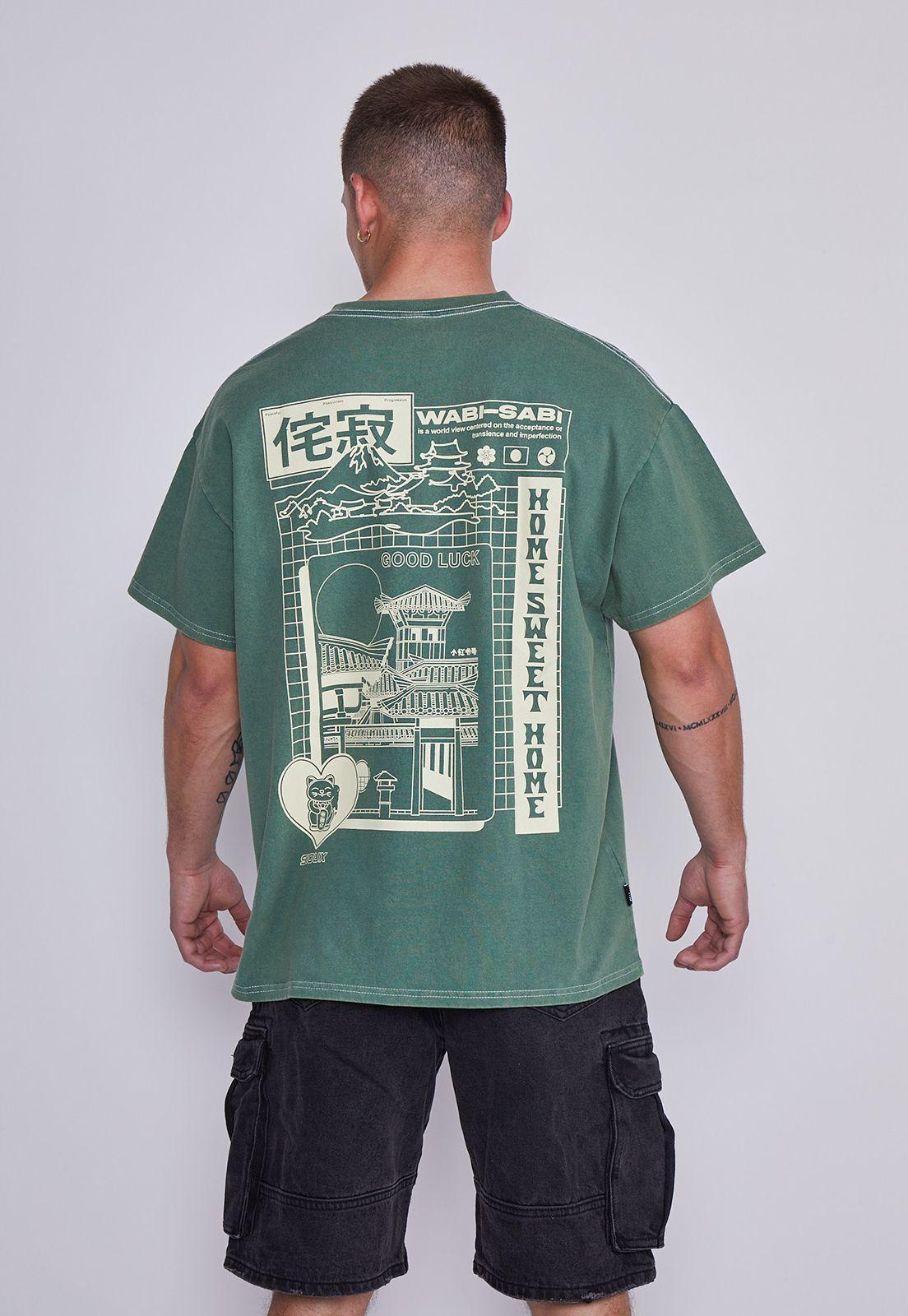 Polera Hombre Verde Lavada Oriental Sioux-3