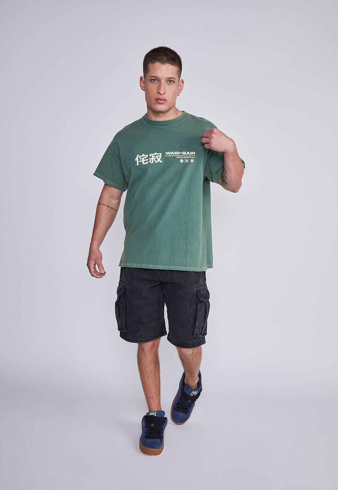 Polera Hombre Verde Lavada Oriental Sioux-4