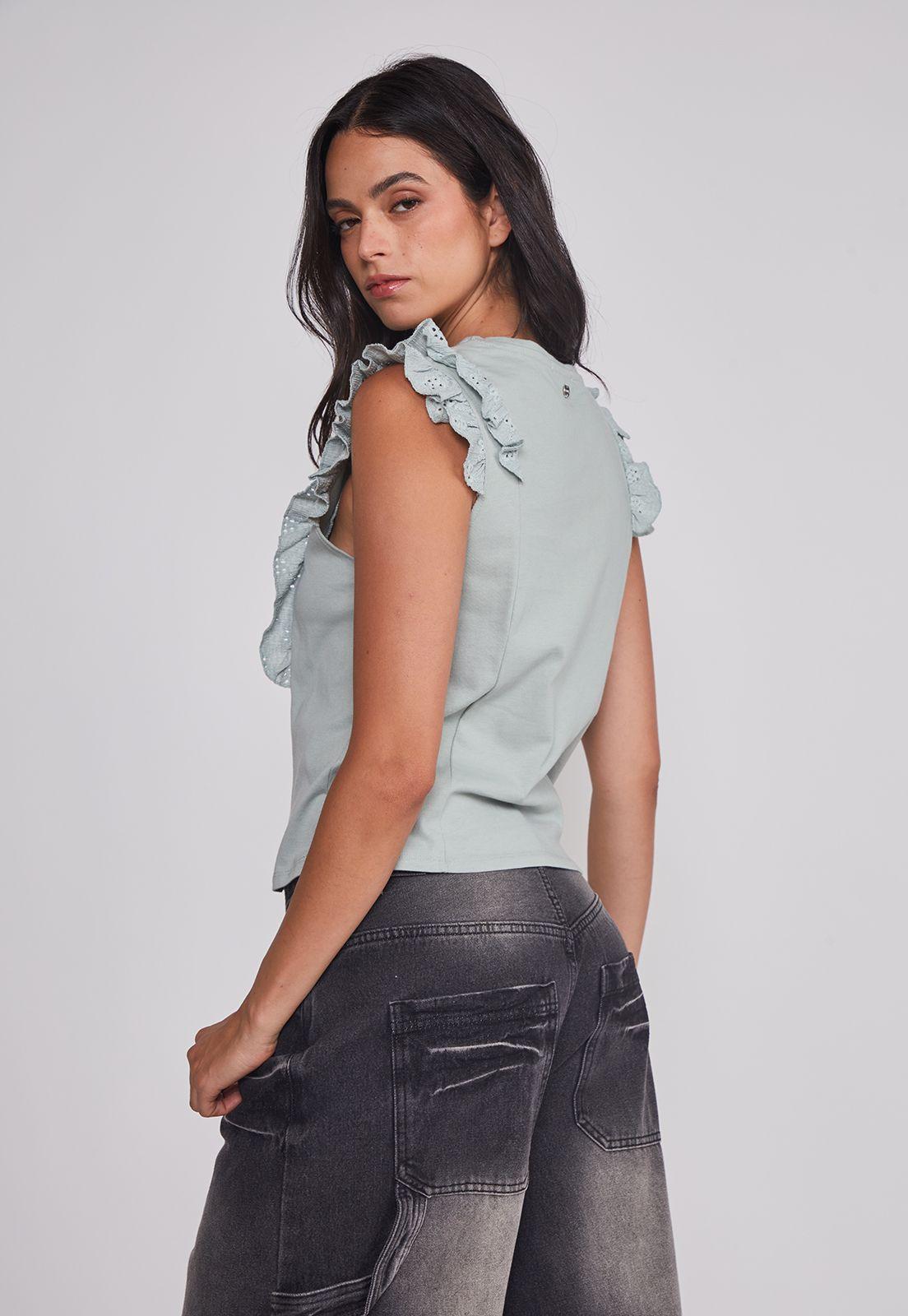 Peto Mujer Vuelos Manga Verde Sioux-2