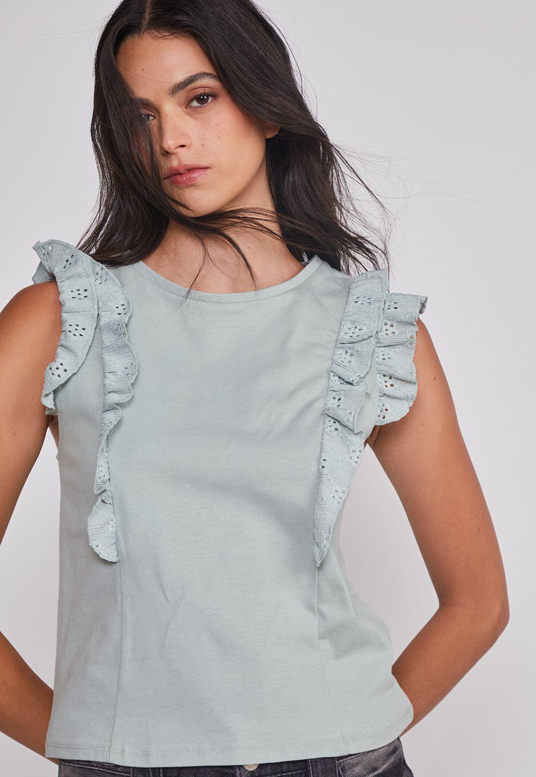 Peto Mujer Vuelos Manga Verde Sioux-3