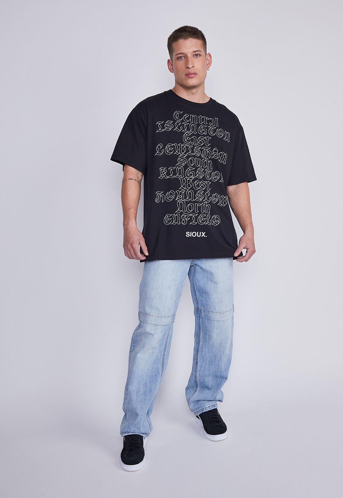 Polera Hombre Negro Letras Goticas Sioux-4