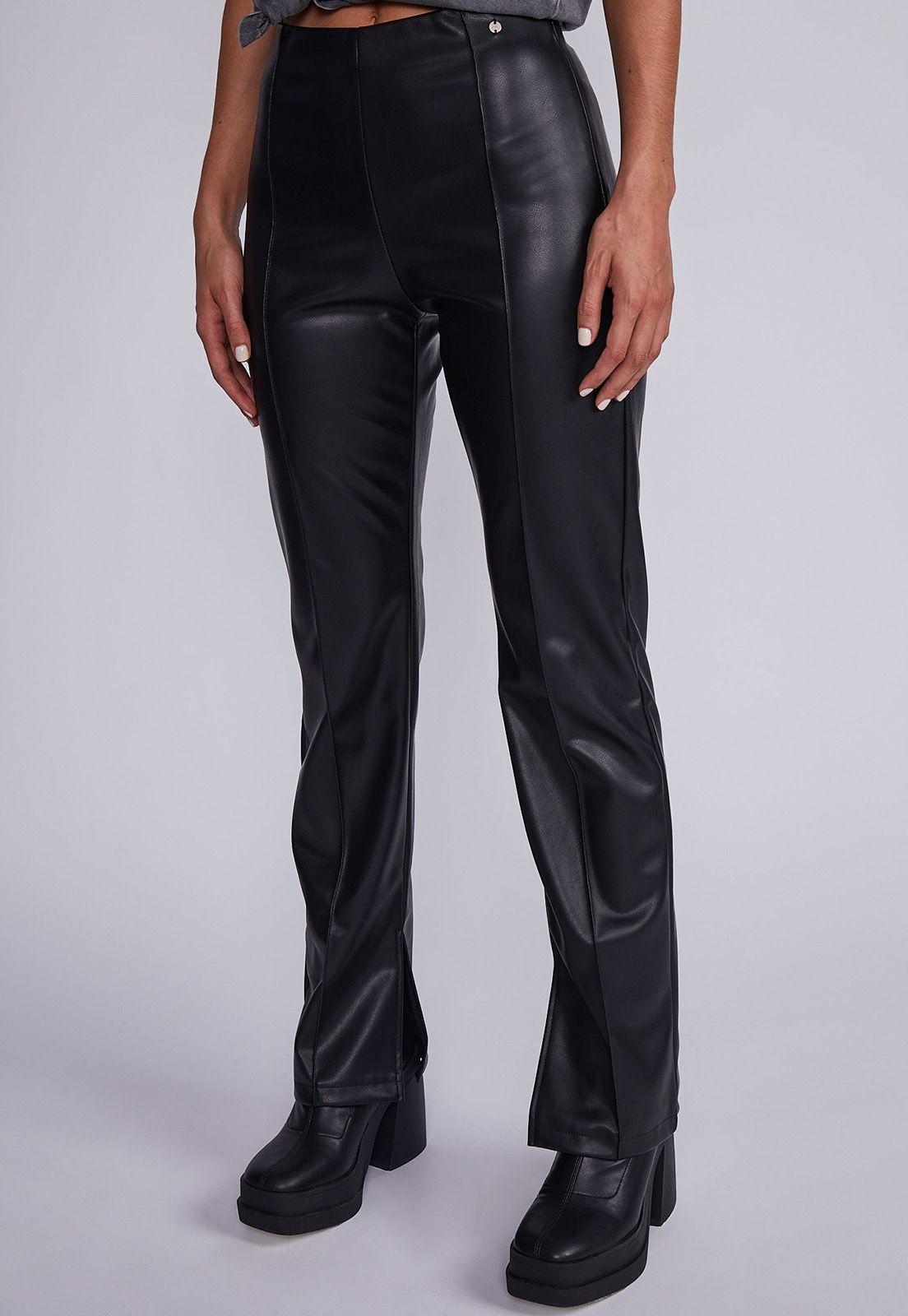 Pantalón Mujer Negro Eco Cuero Sin Pretina Sioux-0
