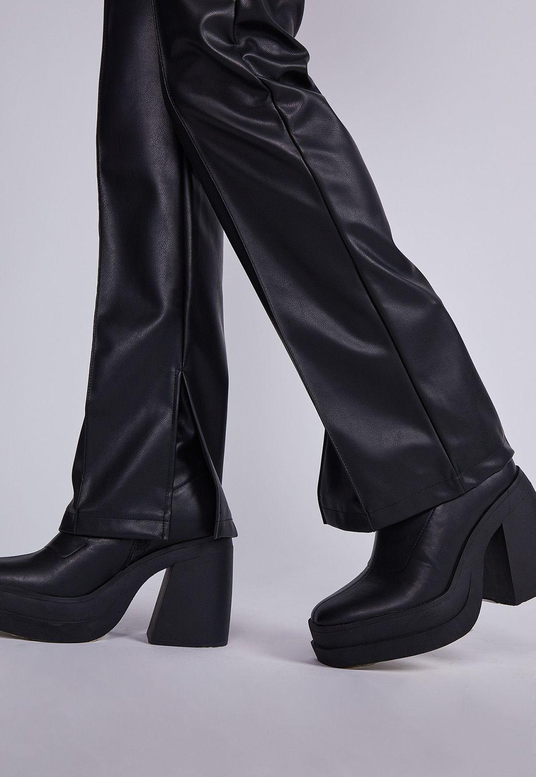 Pantalón Mujer Negro Eco Cuero Sin Pretina Sioux-1