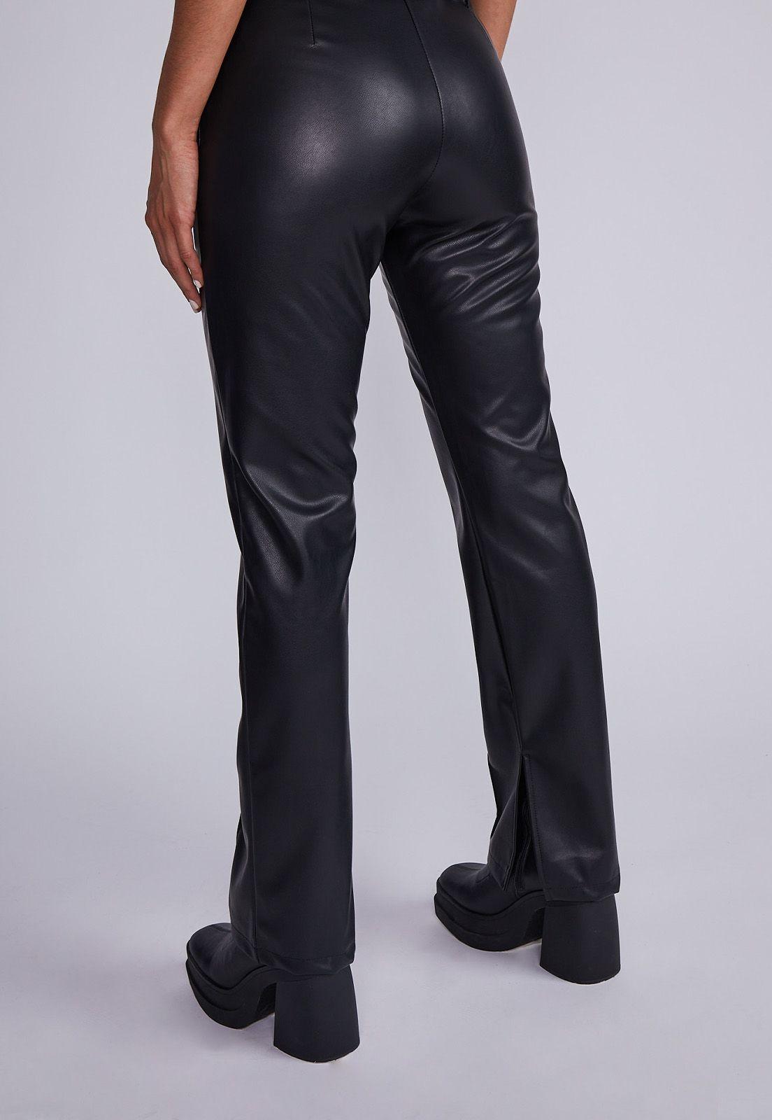 Pantalón Mujer Negro Eco Cuero Sin Pretina Sioux-2