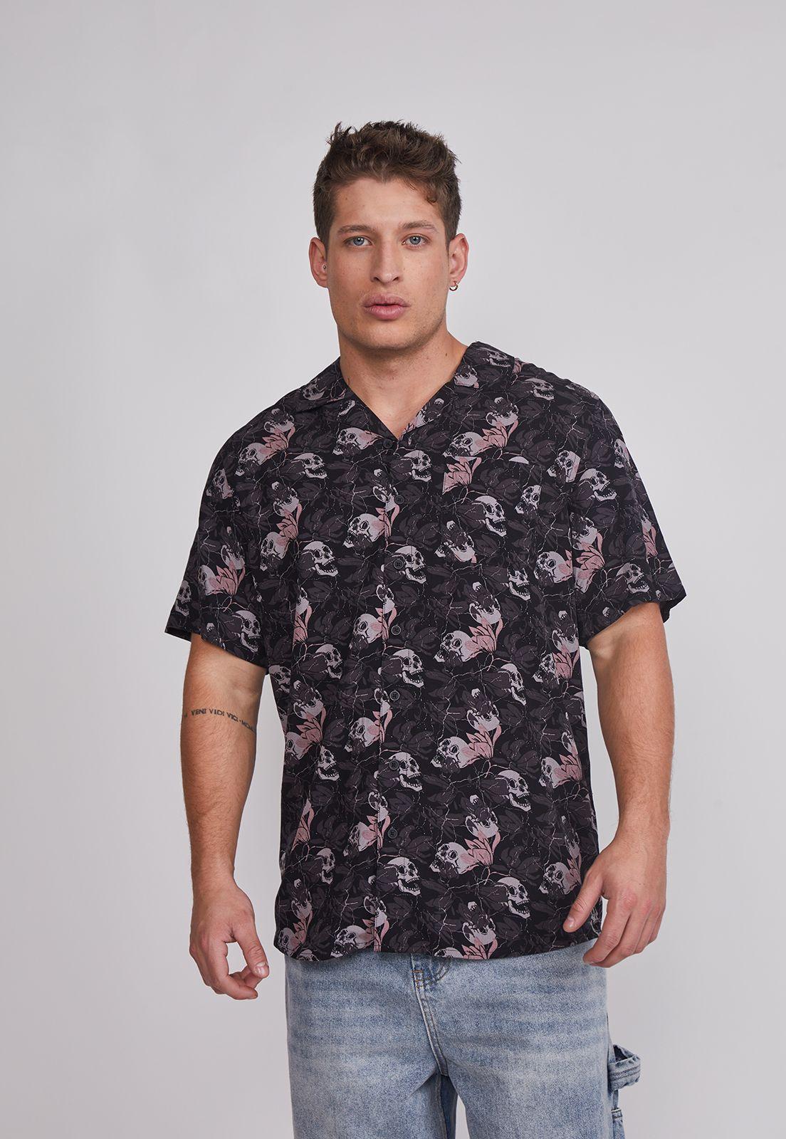 Camisa Hombre Full Print Gris Sioux-0