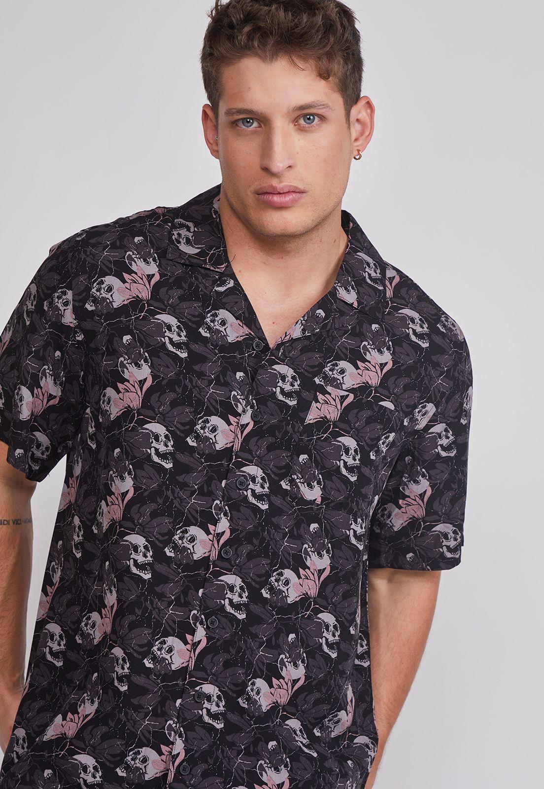 Camisa Hombre Full Print Gris Sioux-2