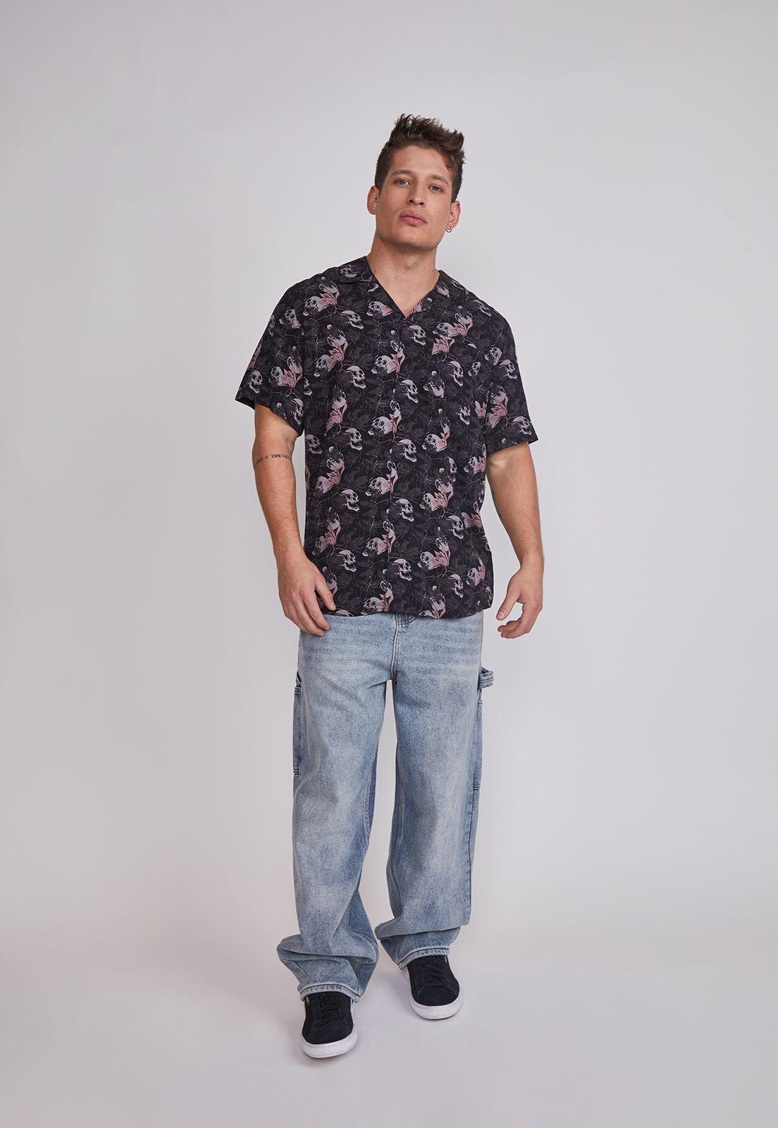 Camisa Hombre Full Print Gris Sioux-4