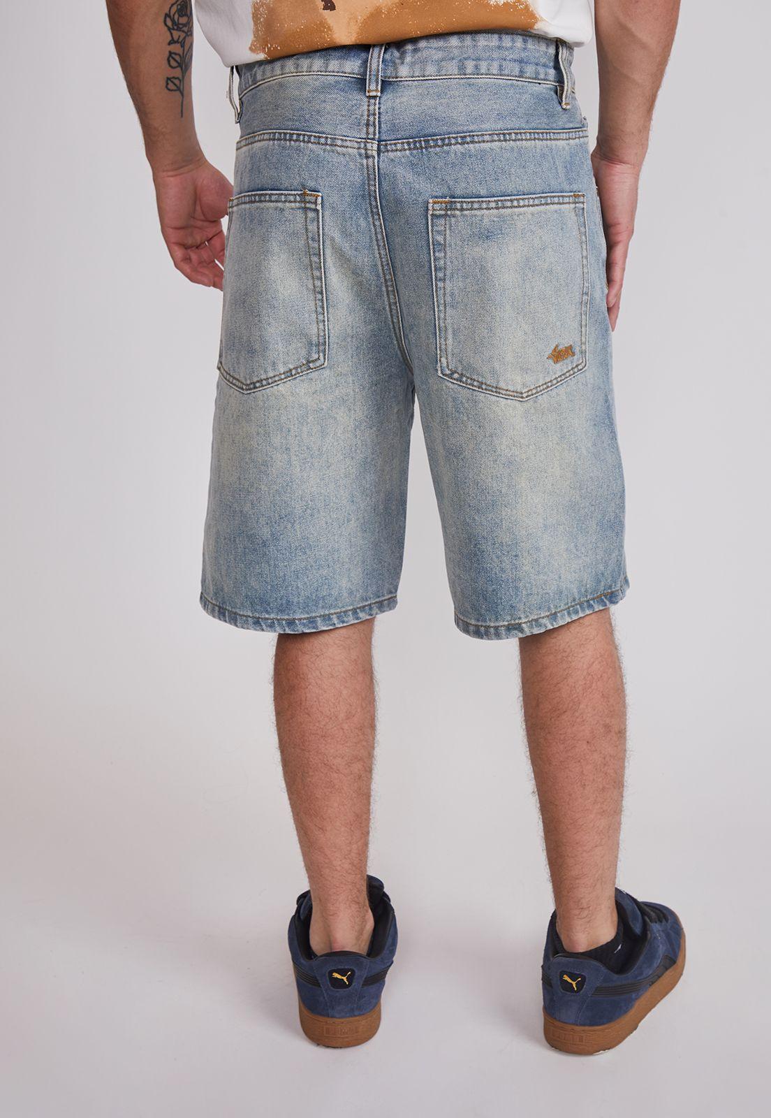 Bermuda Hombre Baggy Leve Oxidado Azul Sioux-3