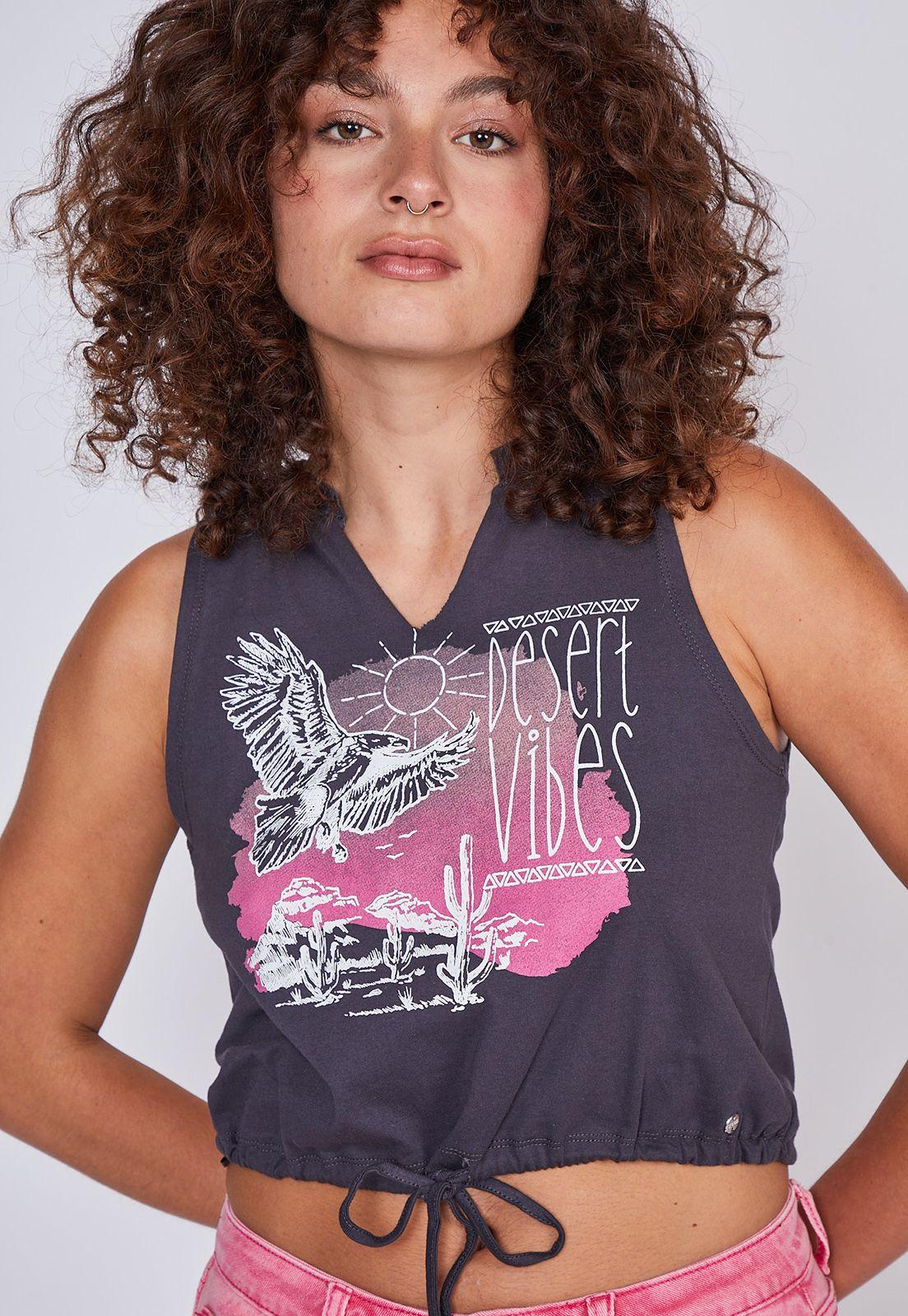 Polera Mujer Desert Vibes Gris Sioux-1