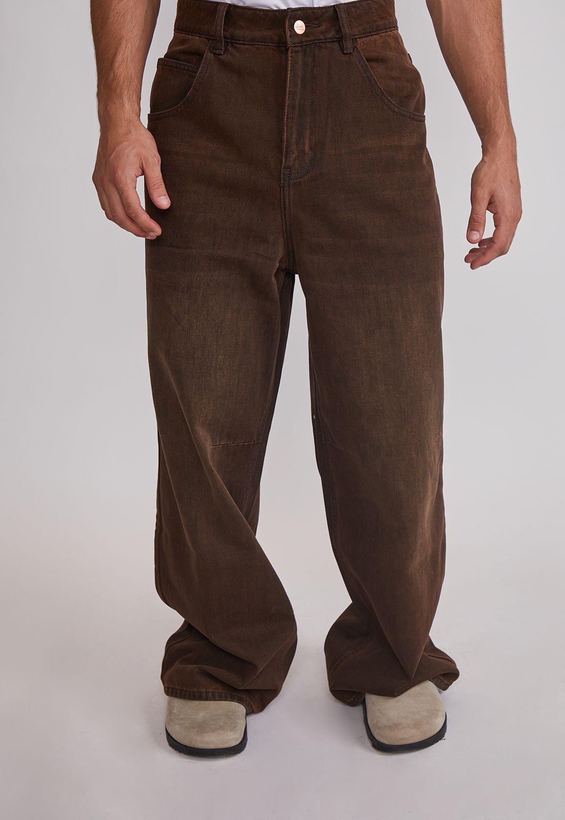 Jeans Hombre Super Baggy Liso Café Sioux-0
