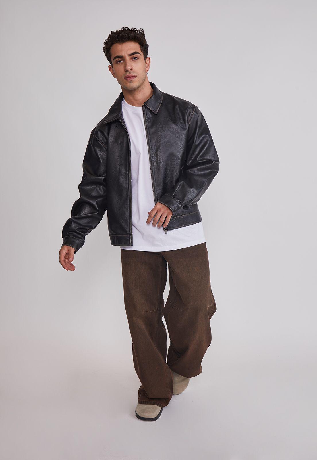 Jeans Hombre Super Baggy Liso Café Sioux-1