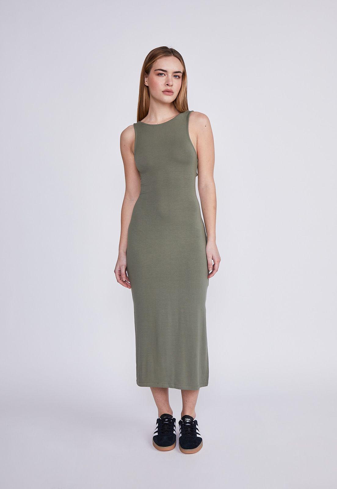 Vestido Mujer Verde Espalda Descubierta Sioux-3