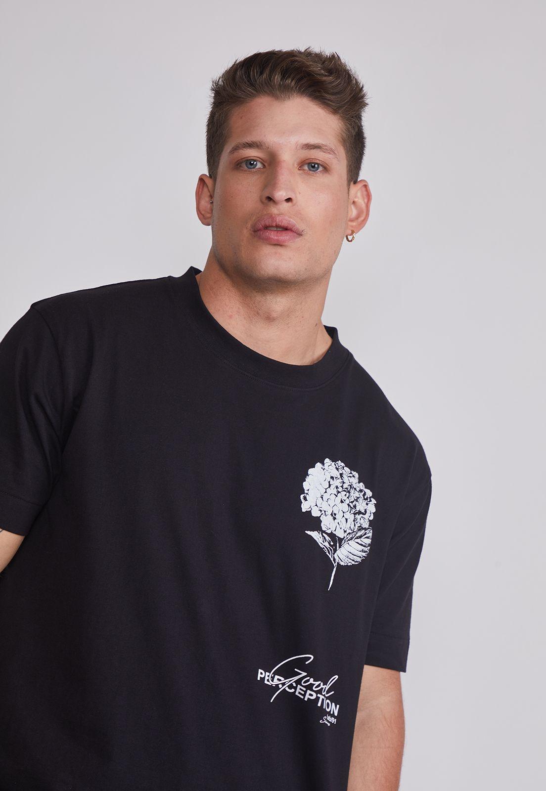 Polera Hombre Flor Grande Negro Sioux-1