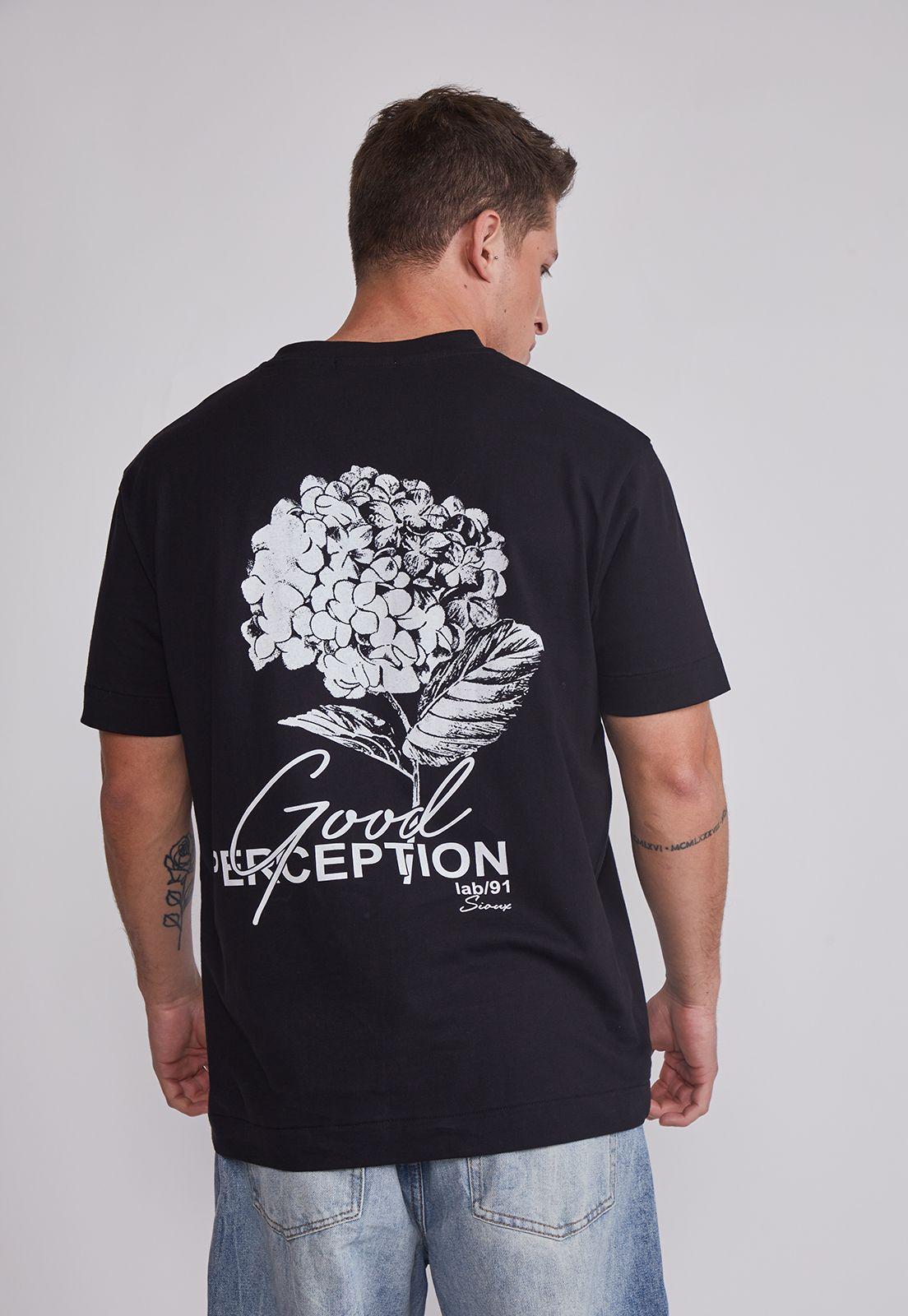 Polera Hombre Flor Grande Negro Sioux-2