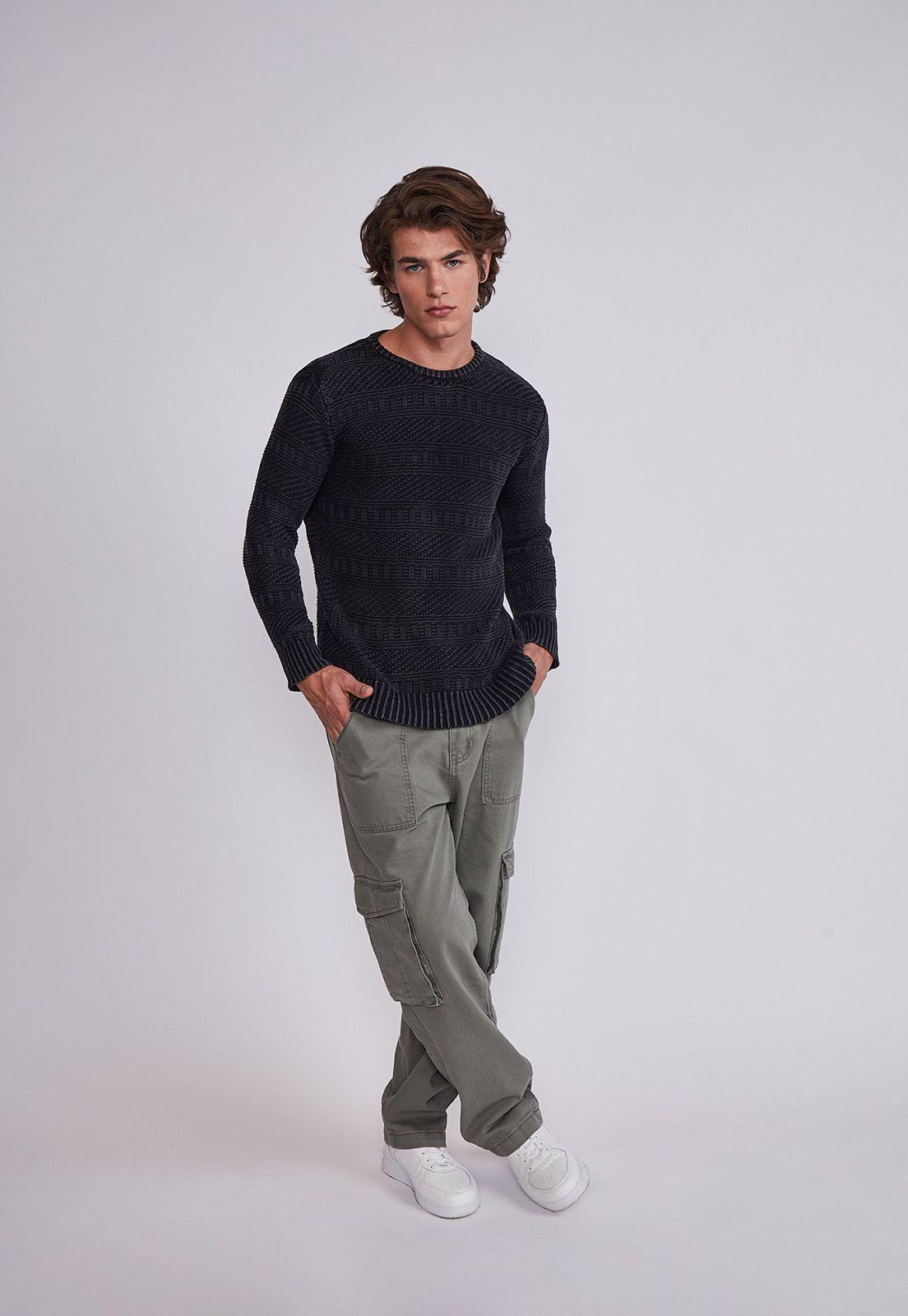 Sweater Hombre Acero Tejido Cuello Redondo Sioux-3