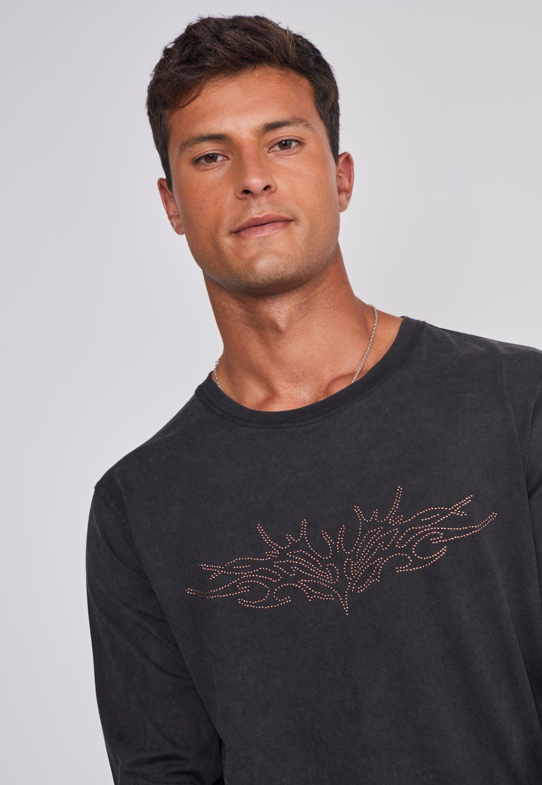 Polera Hombre Lavada Strass Negro Sioux-3