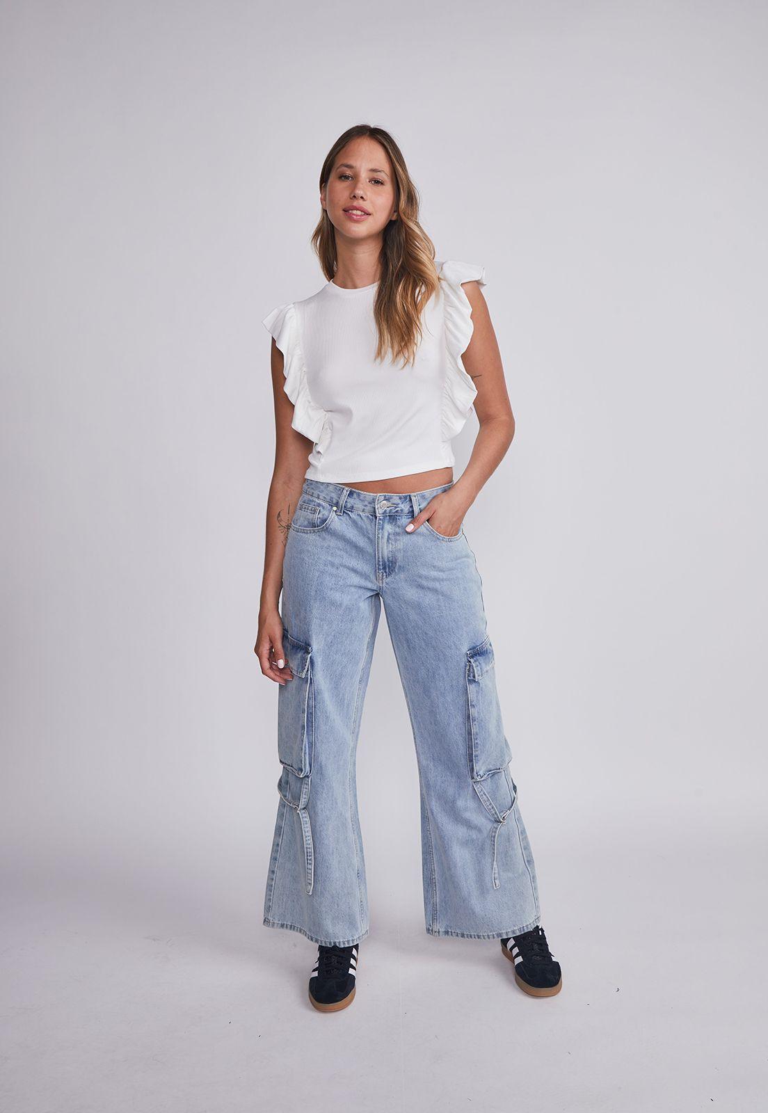 Polera Mujer Blanco Vuelos Costado Sioux-4