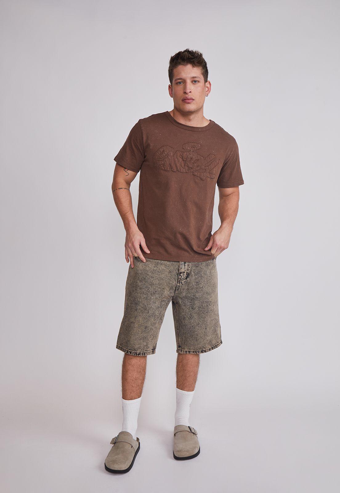 Polera Hombre Borde Bordado Café Sioux-4