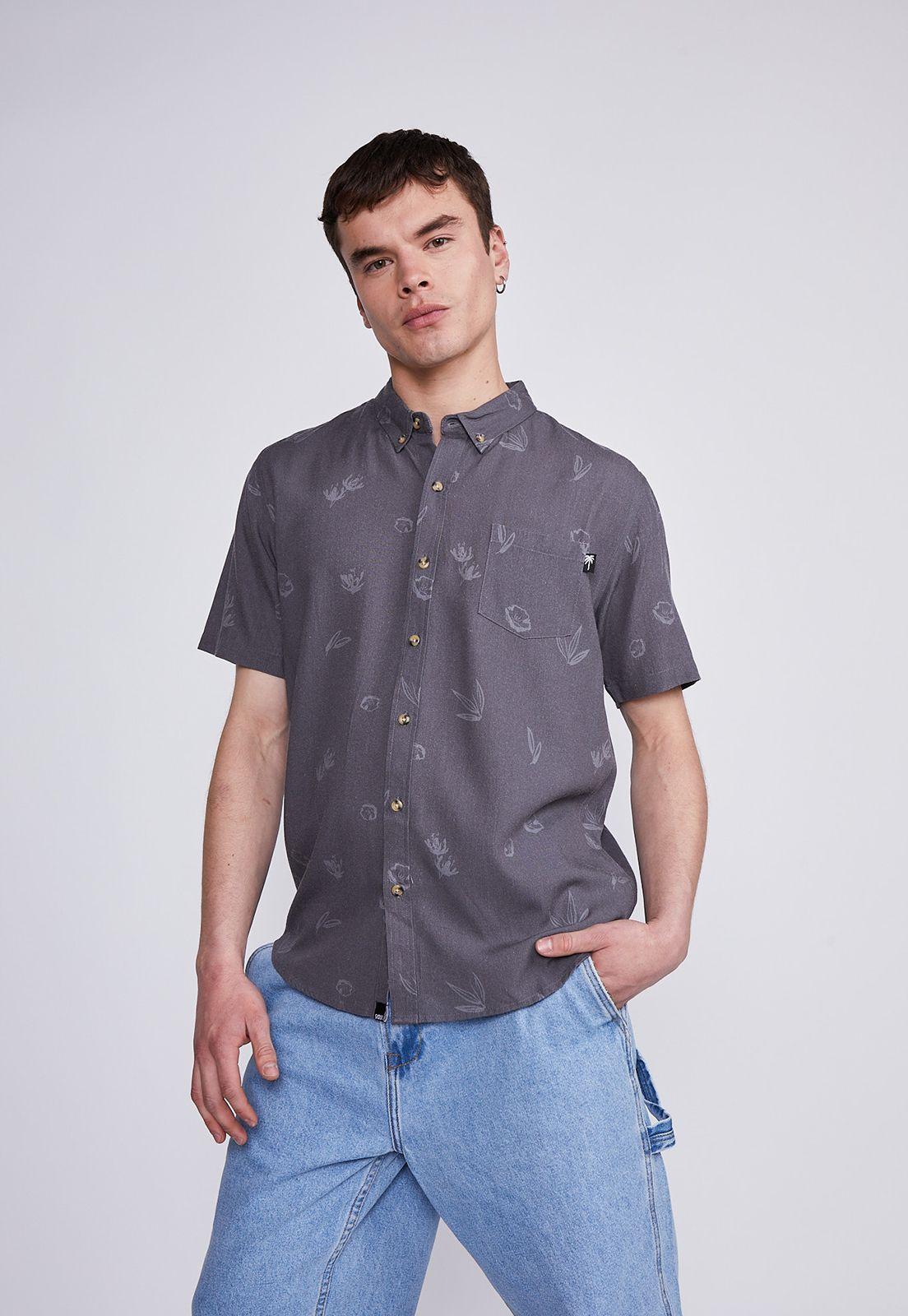 Camisa Hombre Gris Hojas Sioux-0