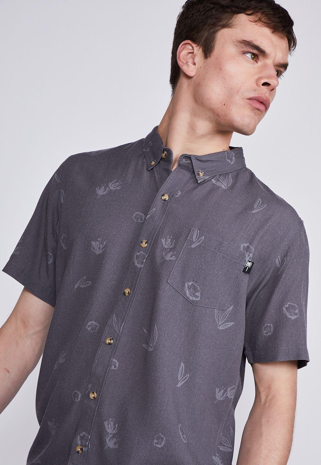 Camisa Hombre Gris Hojas Sioux-1