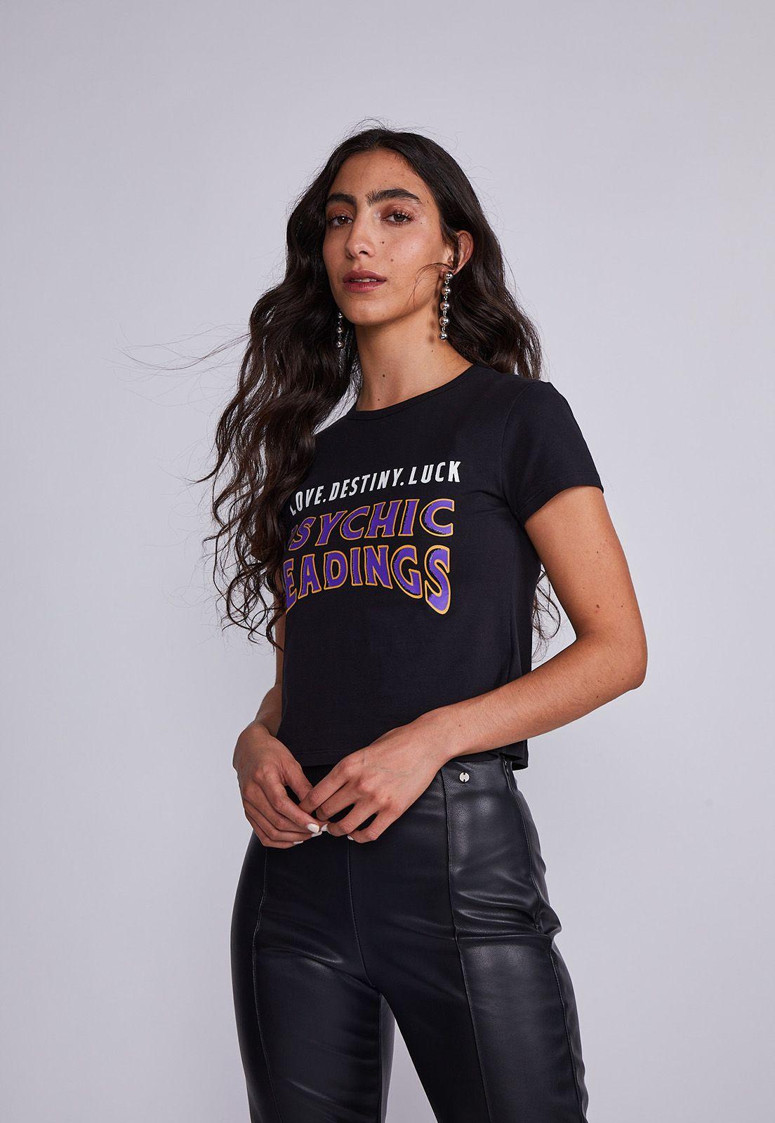 Polera Mujer Negro Psychic Readings Sioux-0