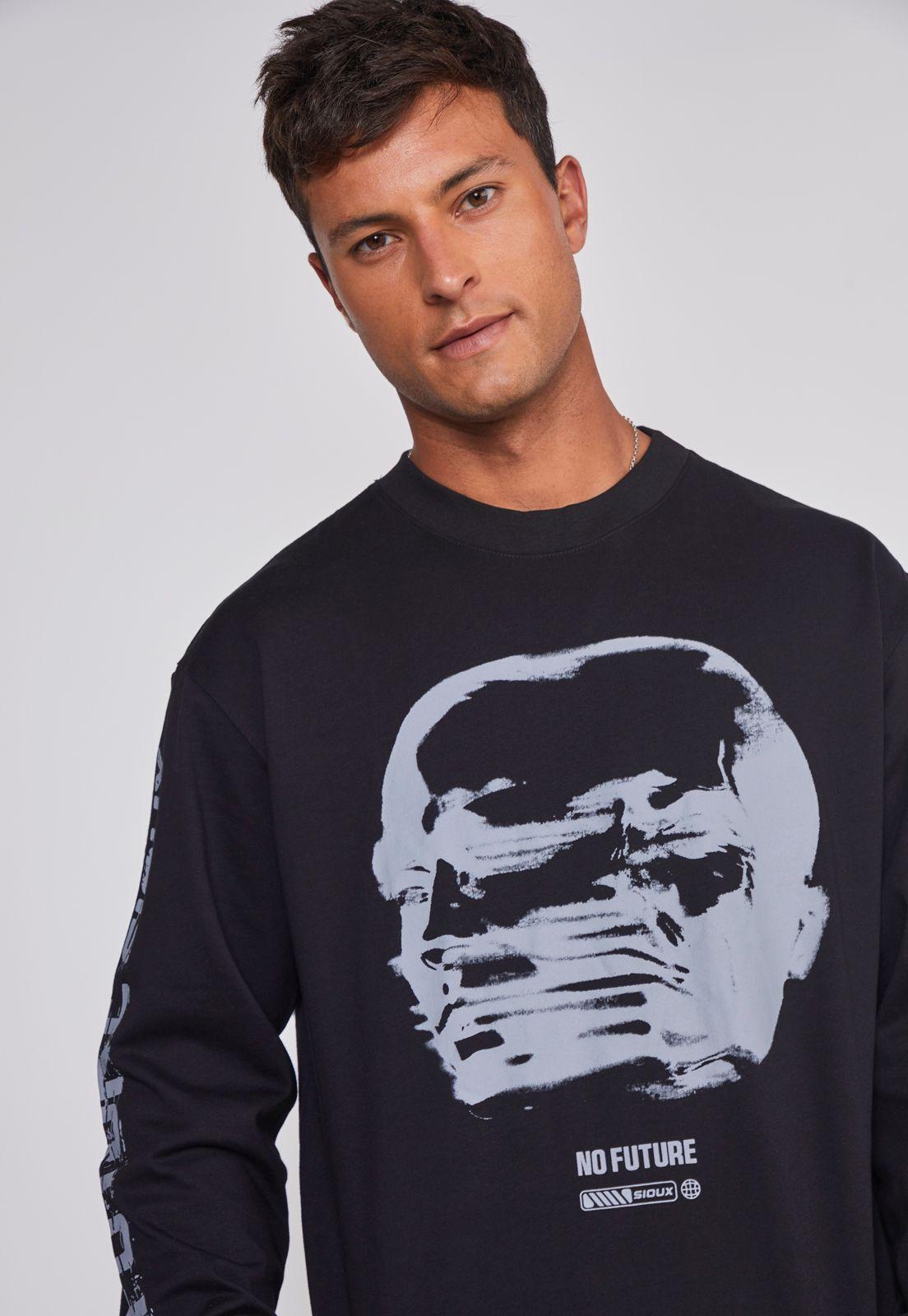 Polera Hombre Cara Puño Negro Sioux-3