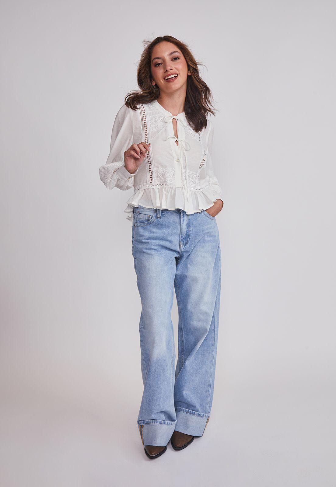 Blusa Mujer Romántica Boho Blanco Sioux-1