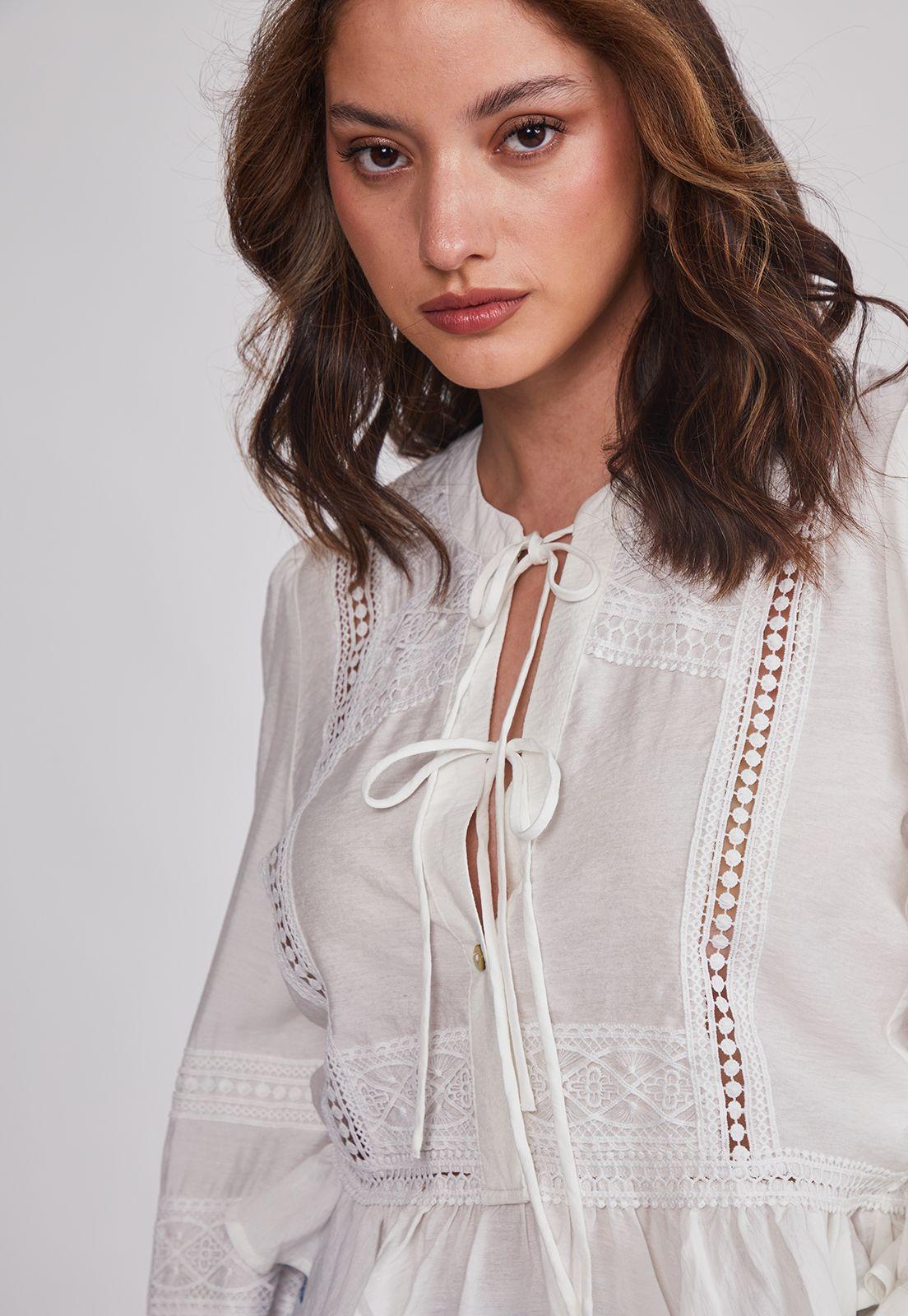 Blusa Mujer Romántica Boho Blanco Sioux-3