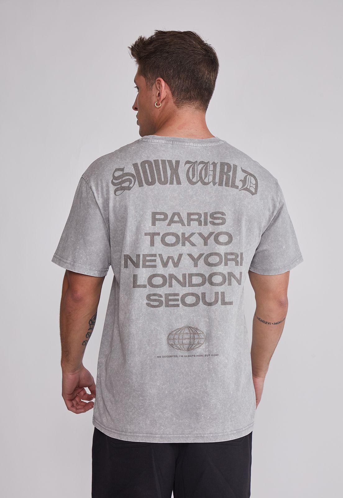 Polera Hombre Lavada Bordado Gris Sioux-3