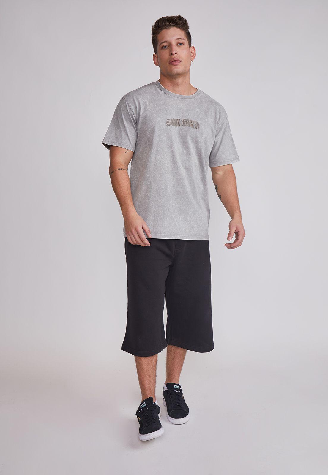Polera Hombre Lavada Bordado Gris Sioux-4