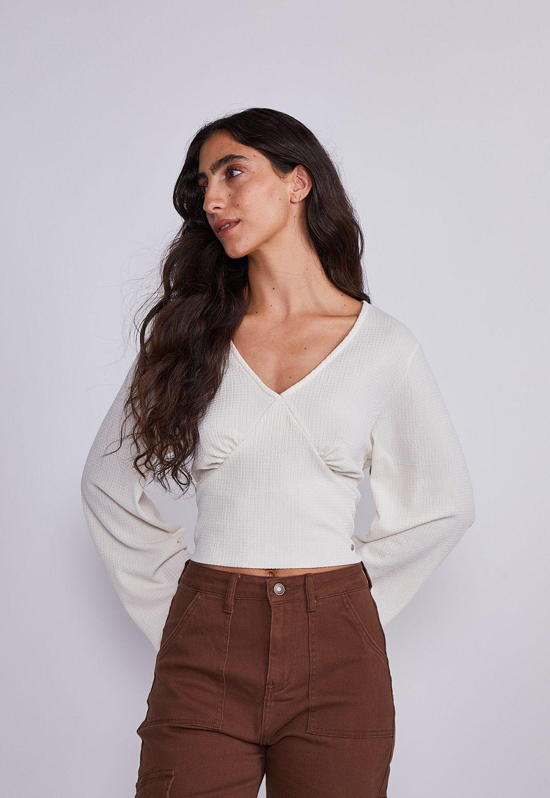 Blusa Mujer Crudo Punto Elasticado Sioux-0