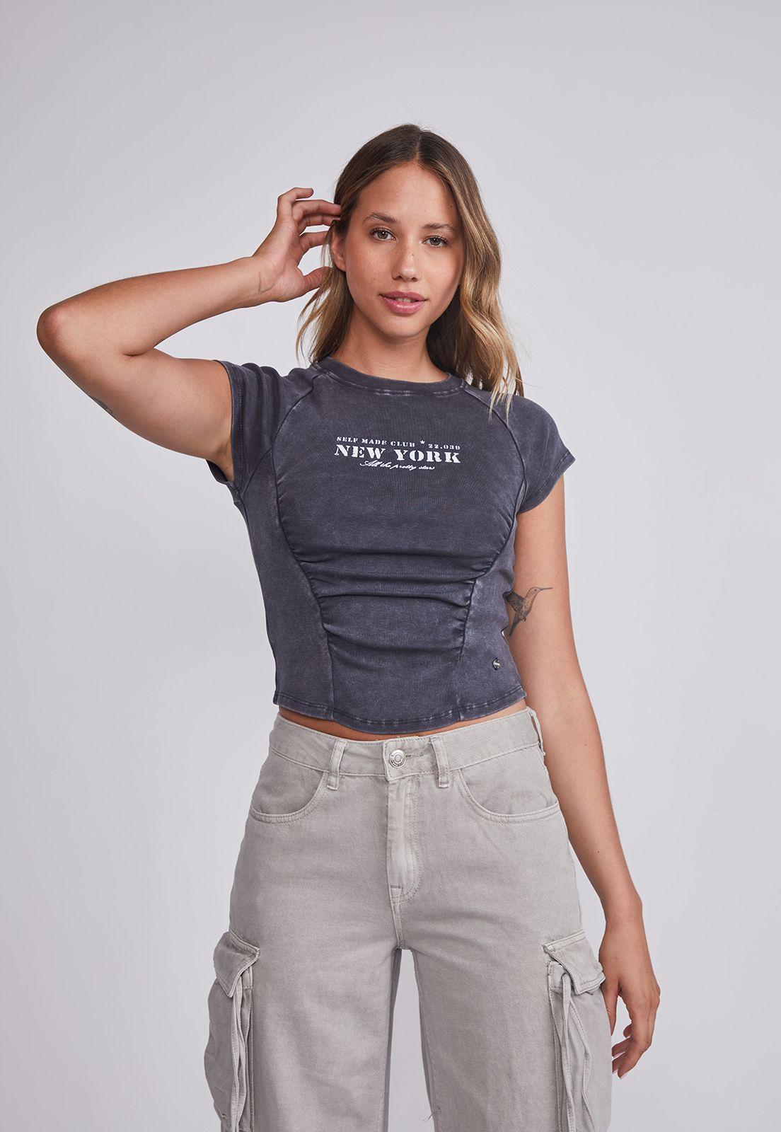 Polera Mujer Gris Recogido Frontal Sioux-0