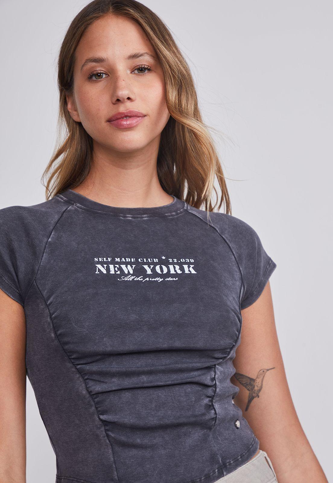 Polera Mujer Gris Recogido Frontal Sioux-2