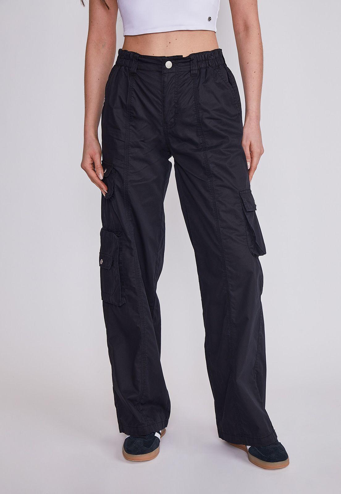 Pantalón Mujer Negro Cargo Algodón Sioux-0