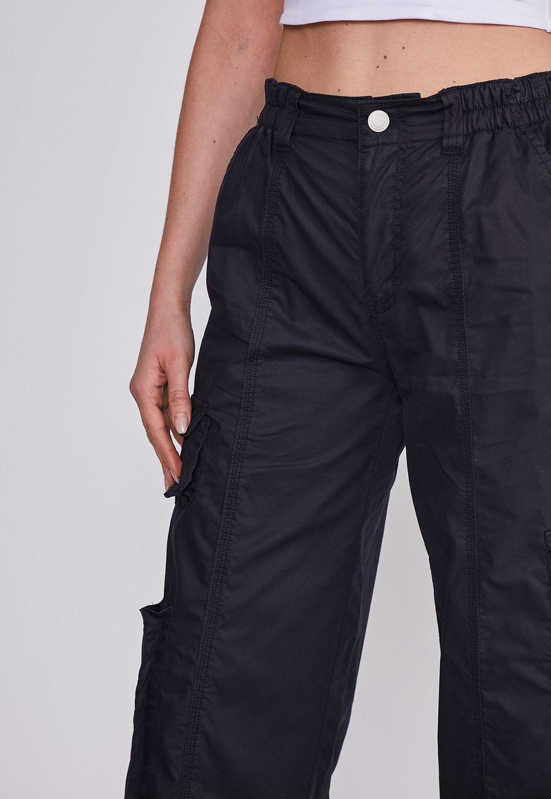 Pantalón Mujer Negro Cargo Algodón Sioux-2