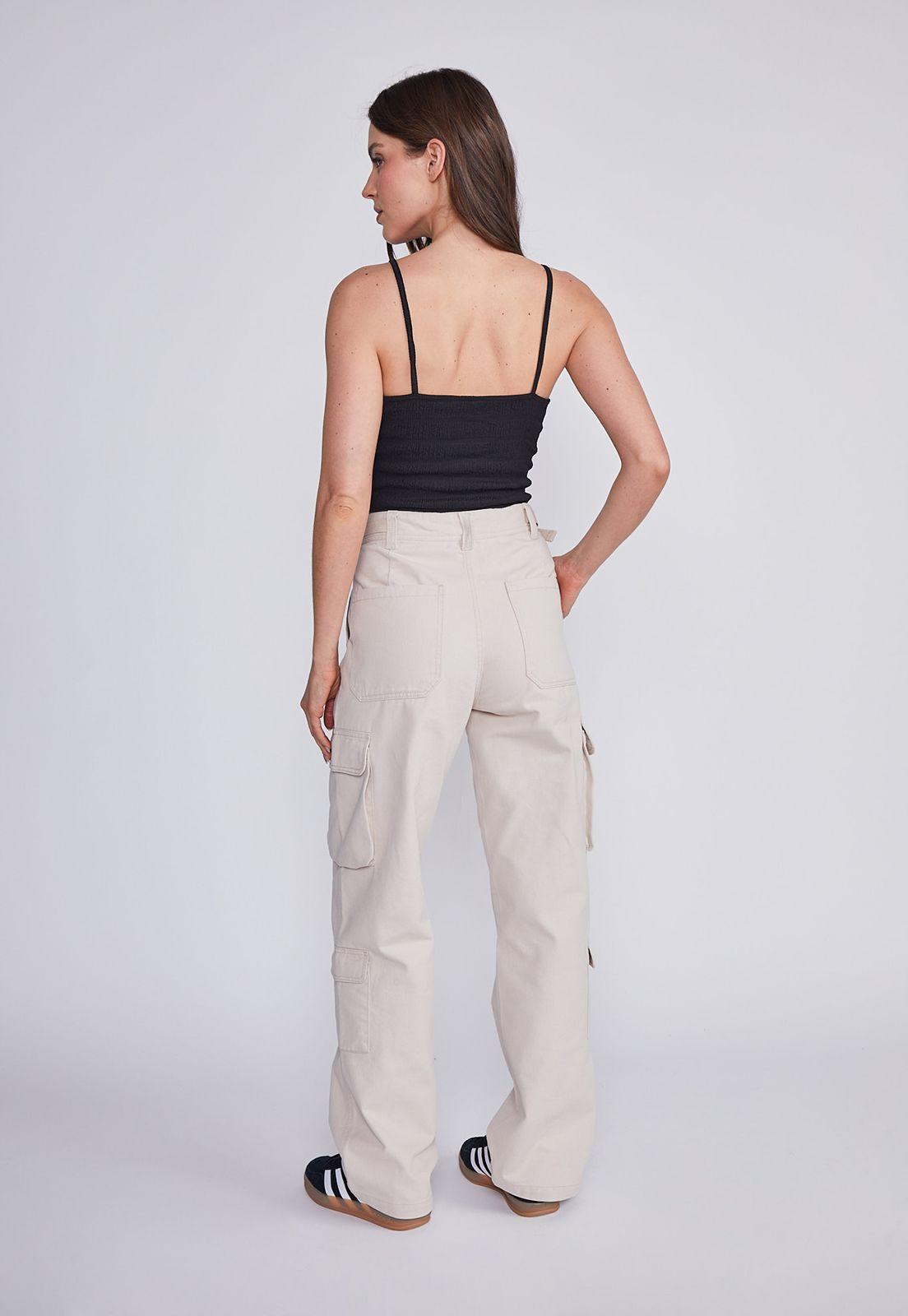Pantalón Mujer Beige Carde Wide Sioux-3