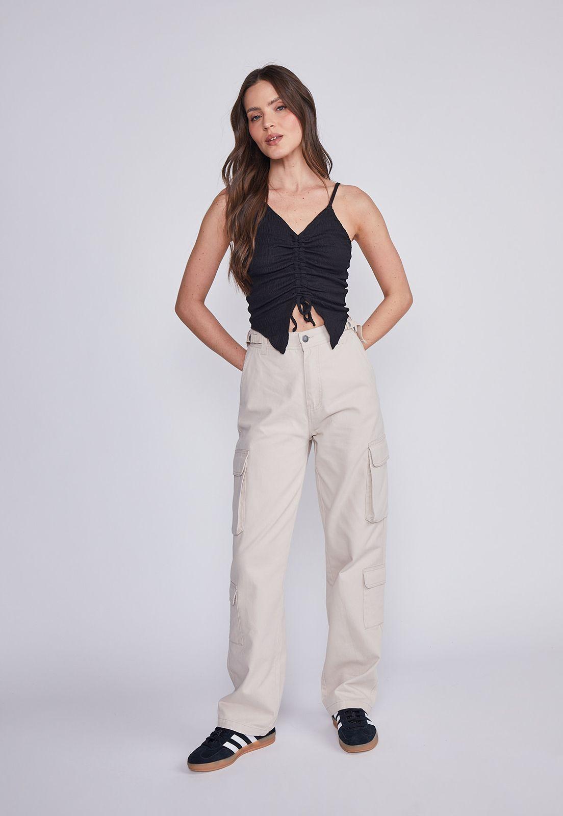 Pantalón Mujer Beige Carde Wide Sioux-4