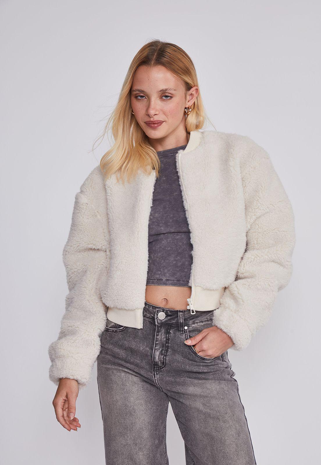 Chaqueta Mujer Bomber Crudo Sioux-1