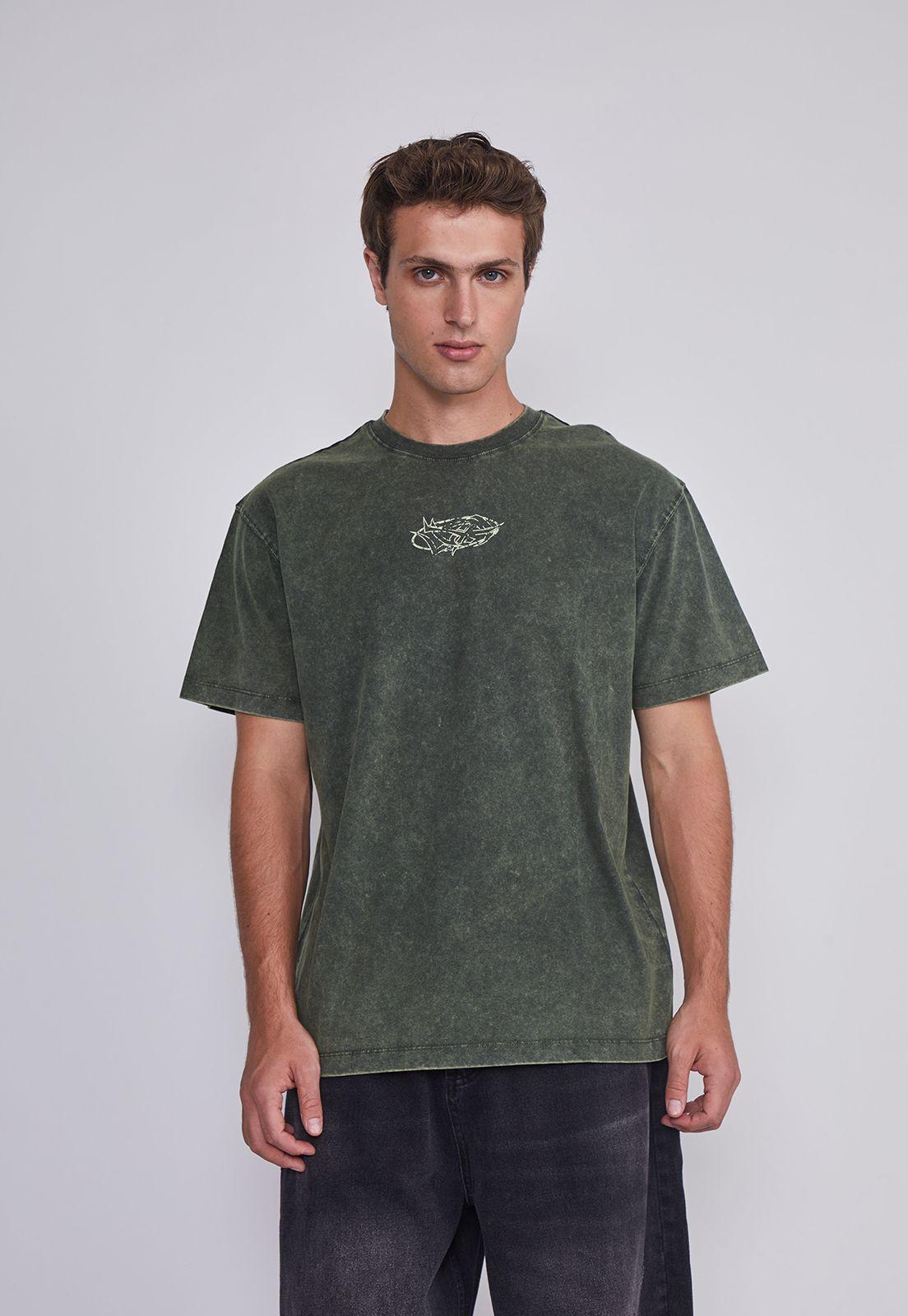 Polera Hombre Lavada Verde Sioux-0