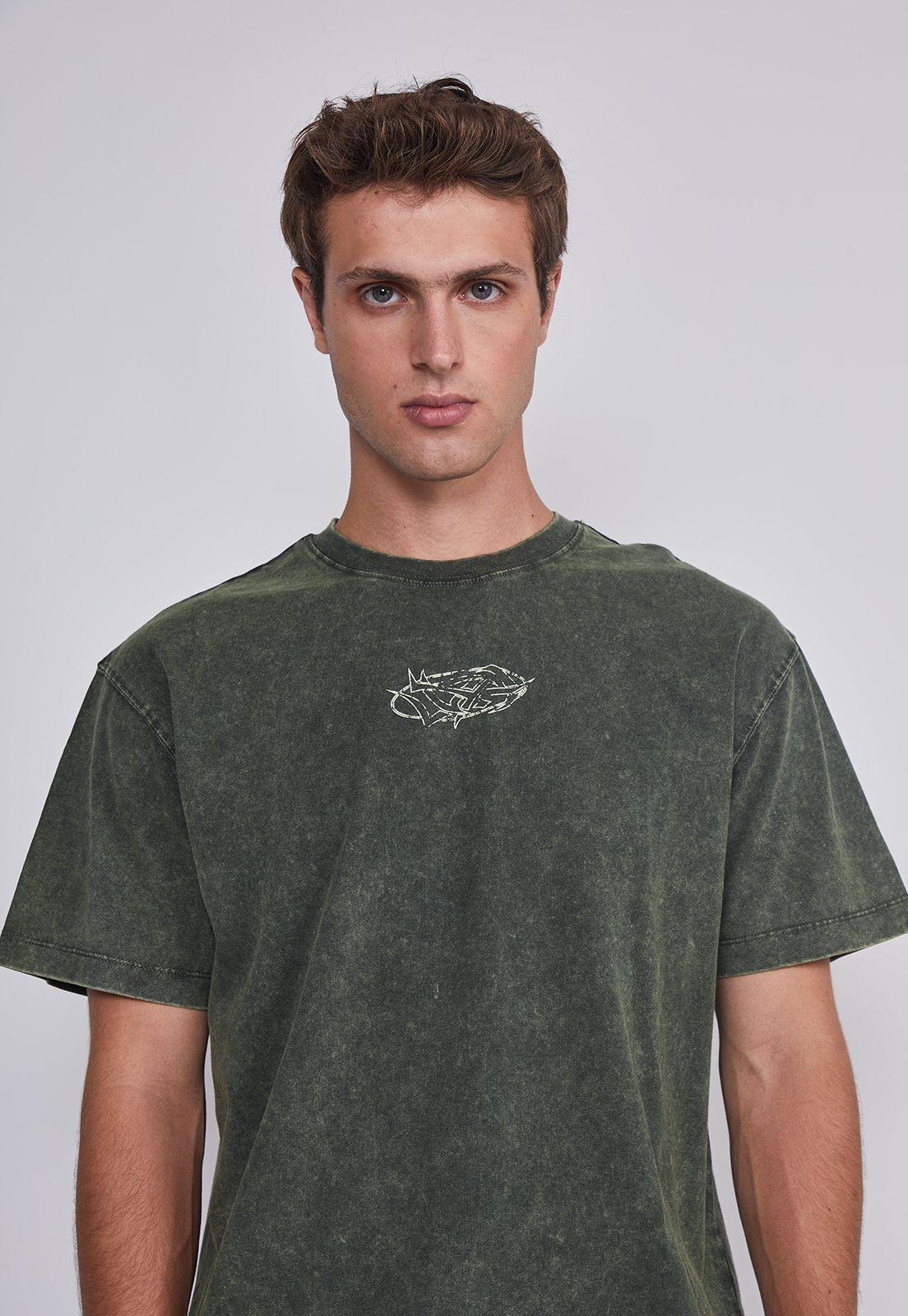 Polera Hombre Lavada Verde Sioux-2