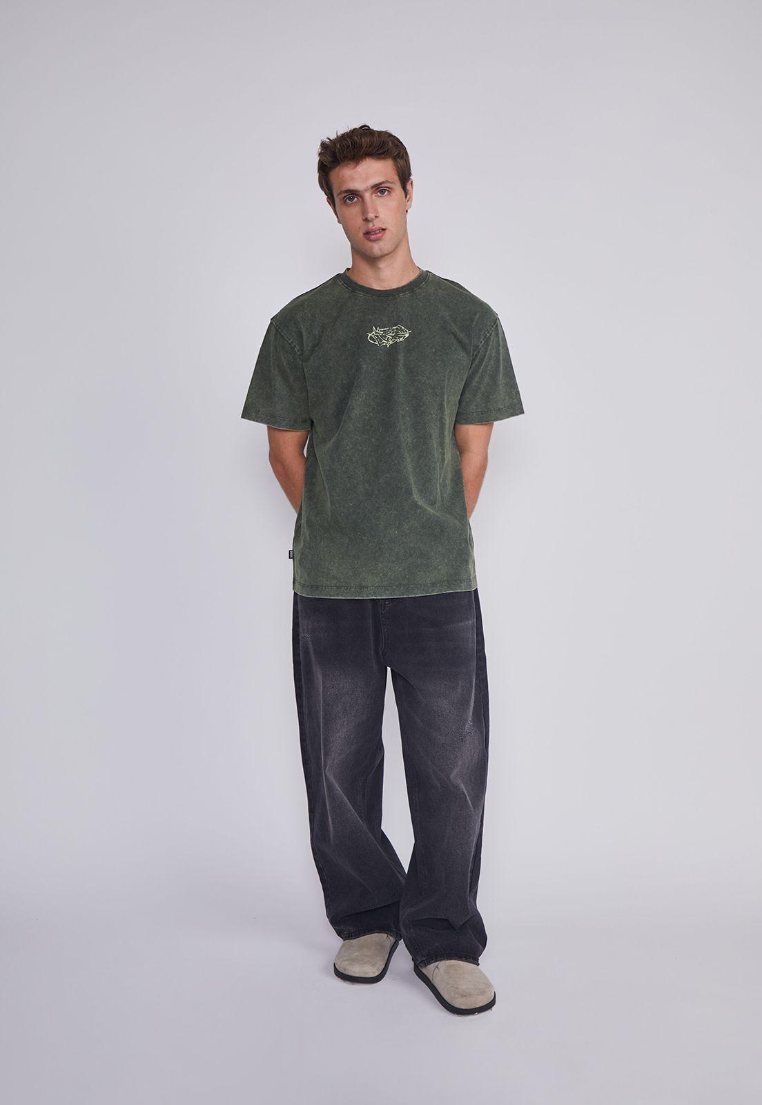 Polera Hombre Lavada Verde Sioux-4