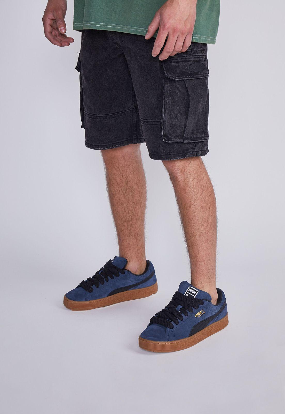 Bermuda Hombre Negro Cargo Tipo Pantalon Sioux-0