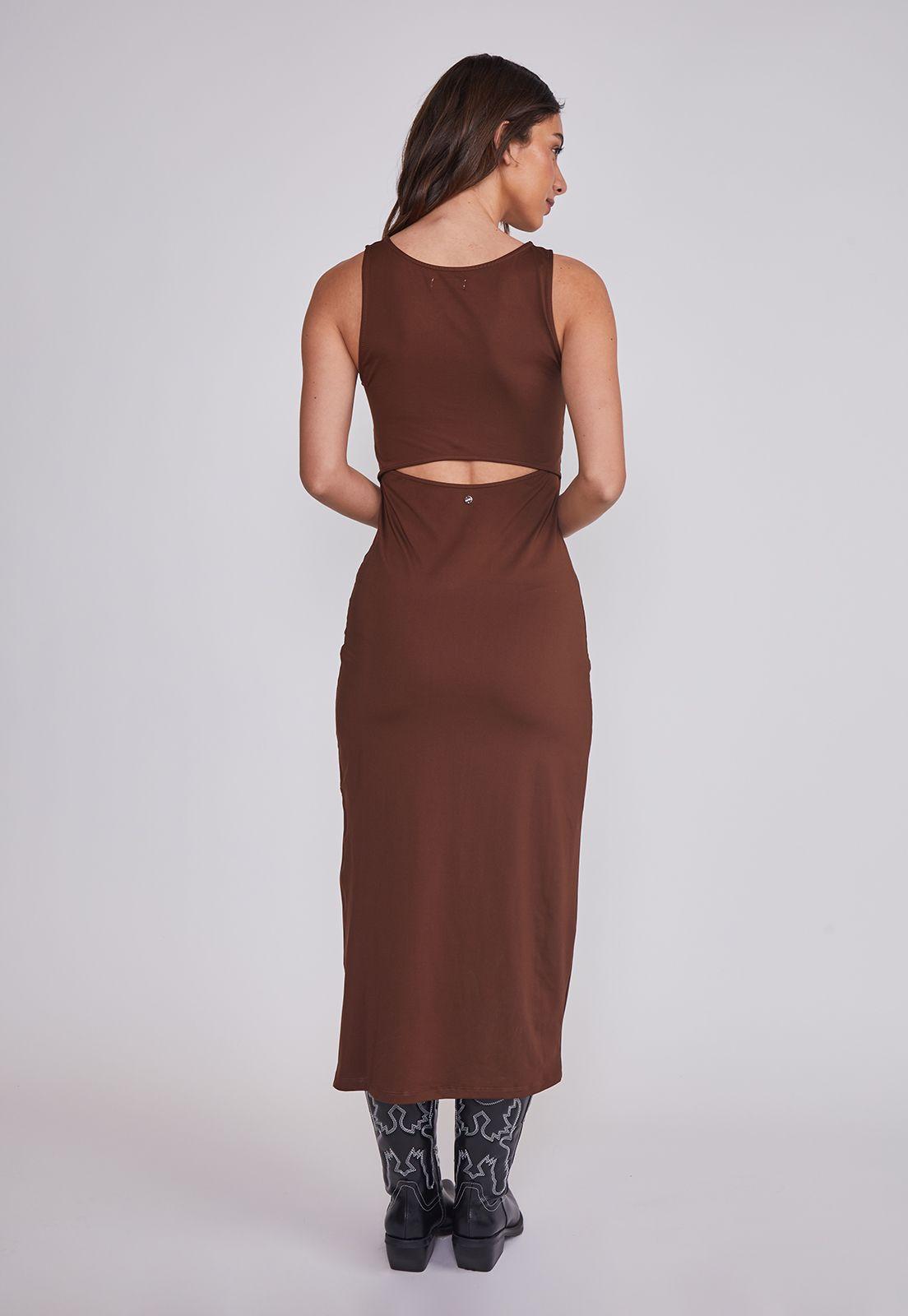 Vestido Mujer Largo Ajustado Café Sioux-3